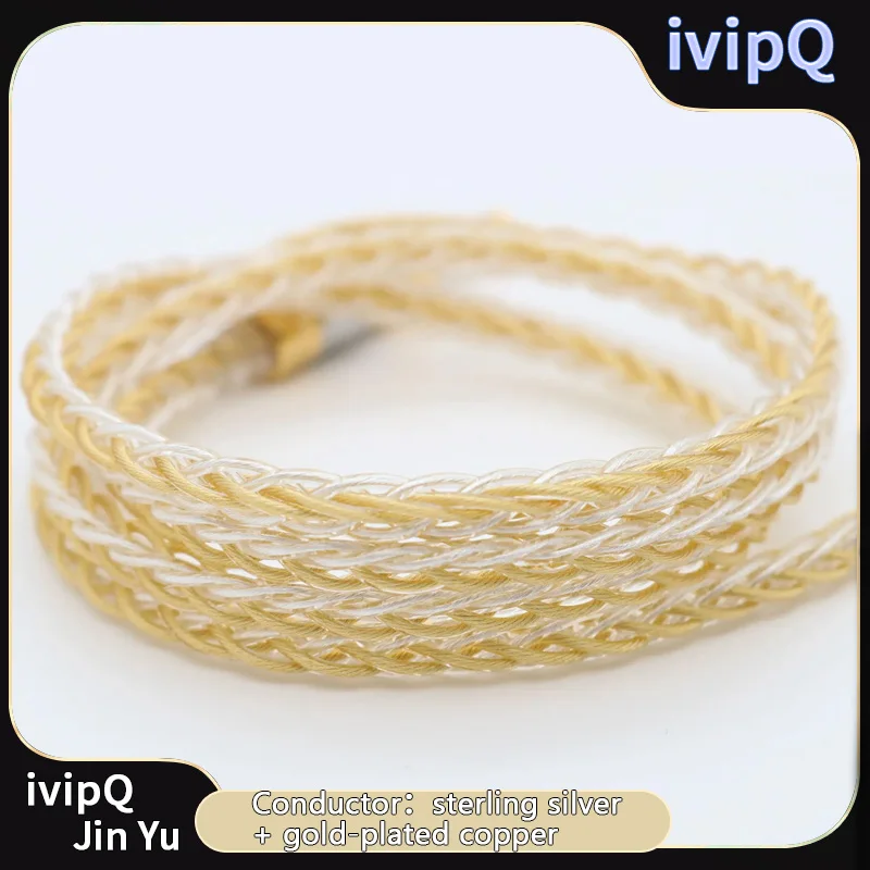 ivipQ 8-Core Sterling Silver Gold-plated Wire MMCX/2-PIN/QDC/TFZ Pin 2.5/3.5/4.4mm Earphone Cable, For DB3/F3/NK10/FR12/SP12T2