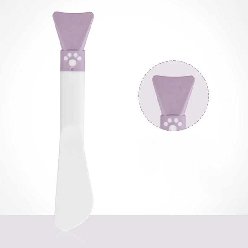 Raspador aplicador de mascarilla Facial de silicona, cepillo facial de pata púrpura, herramientas de cuidado de la piel DIY de belleza de doble cabeza, 1 ud.