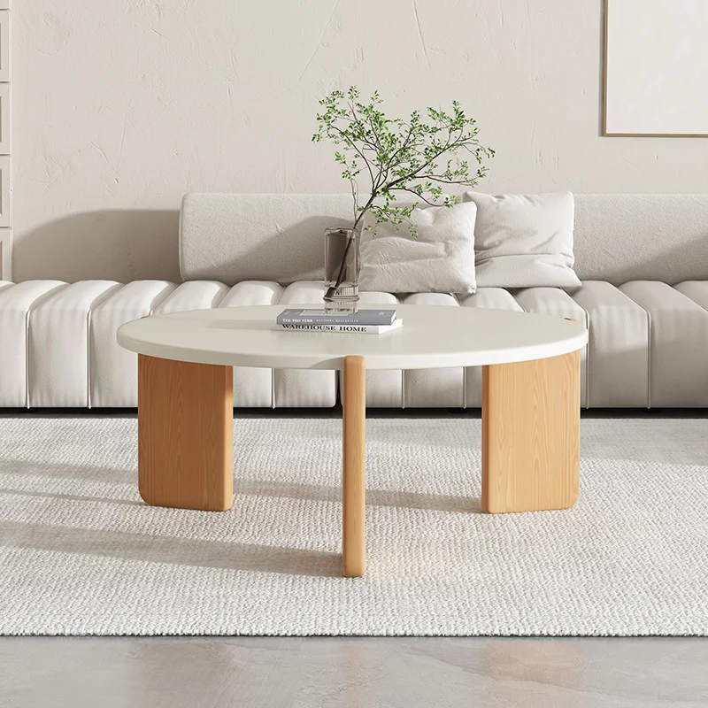 Solid wood round coffee table, living room, home cream house, silent style, small Nordic table, modern minimalist corner table