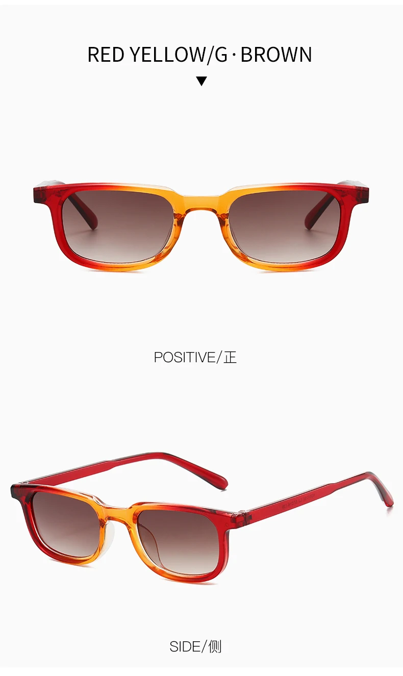Damen Retro Vintage Bunte Kleine Quadratische Sonnenbrille mit Farbblockierung für Outdoor-Aktivitäten und Herren-Sonnenbrillen – Detail 17