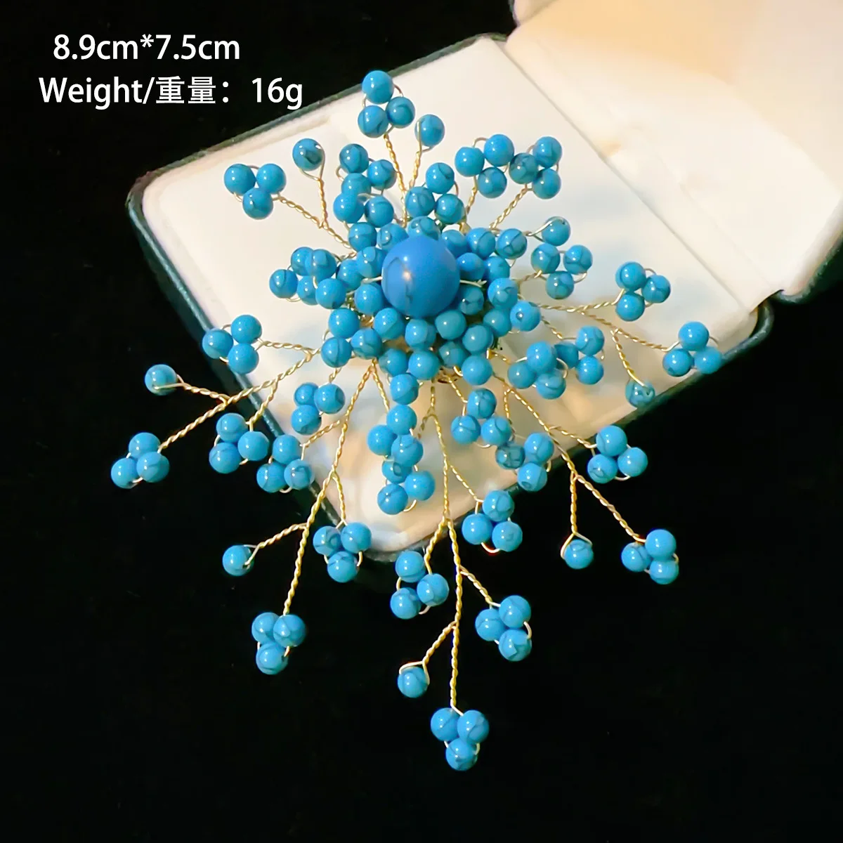 2024 New Handmade Turquoise Inlaid Pearl High-grade Brooches Simple Large Corsage Coat Sweater Accessories Pins Female Gift