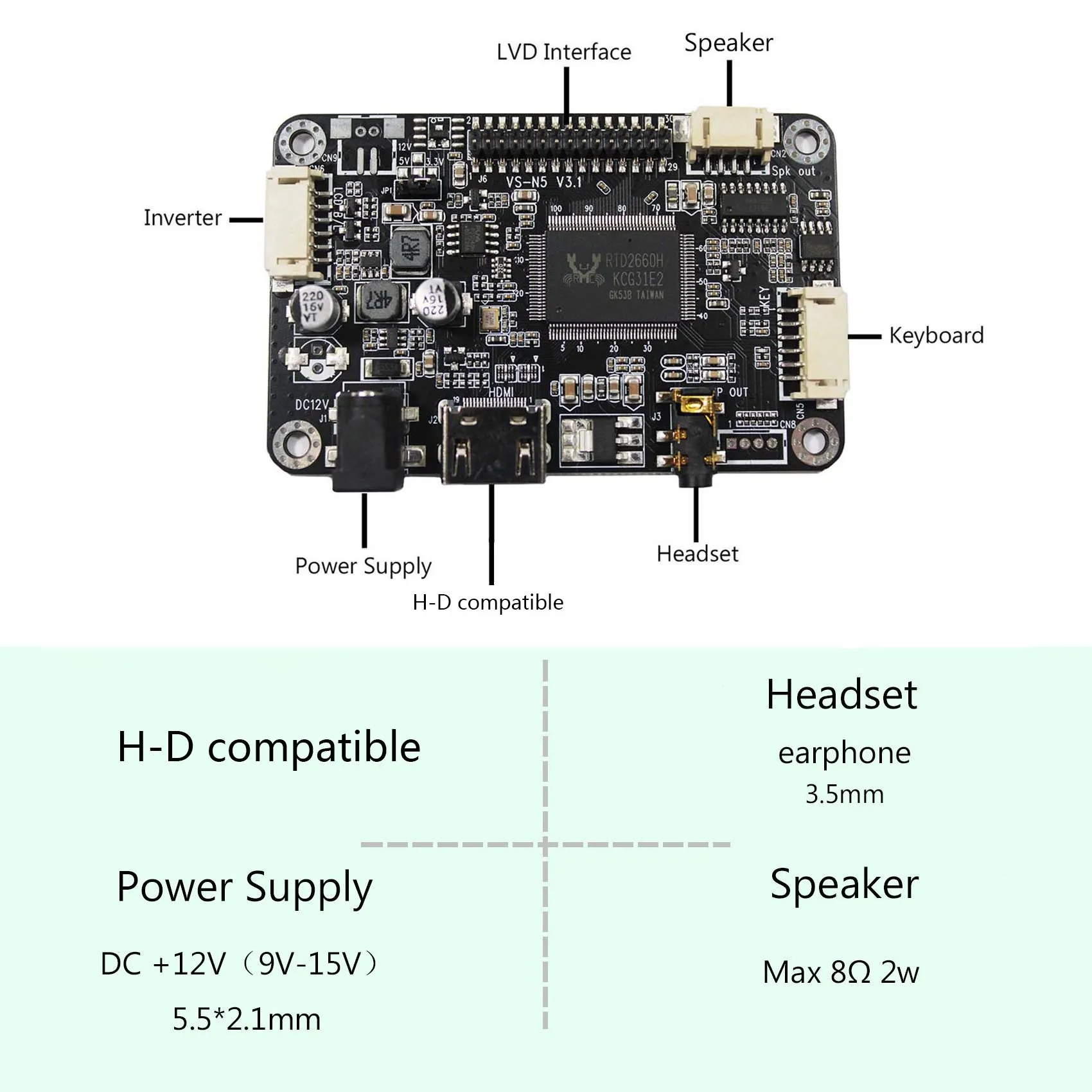 Плата контроллера ЖК-дисплея LVDS 10,3 дюйма VSD103IA 1920x720 IPS емкостный сенсорный ЖК-дисплей