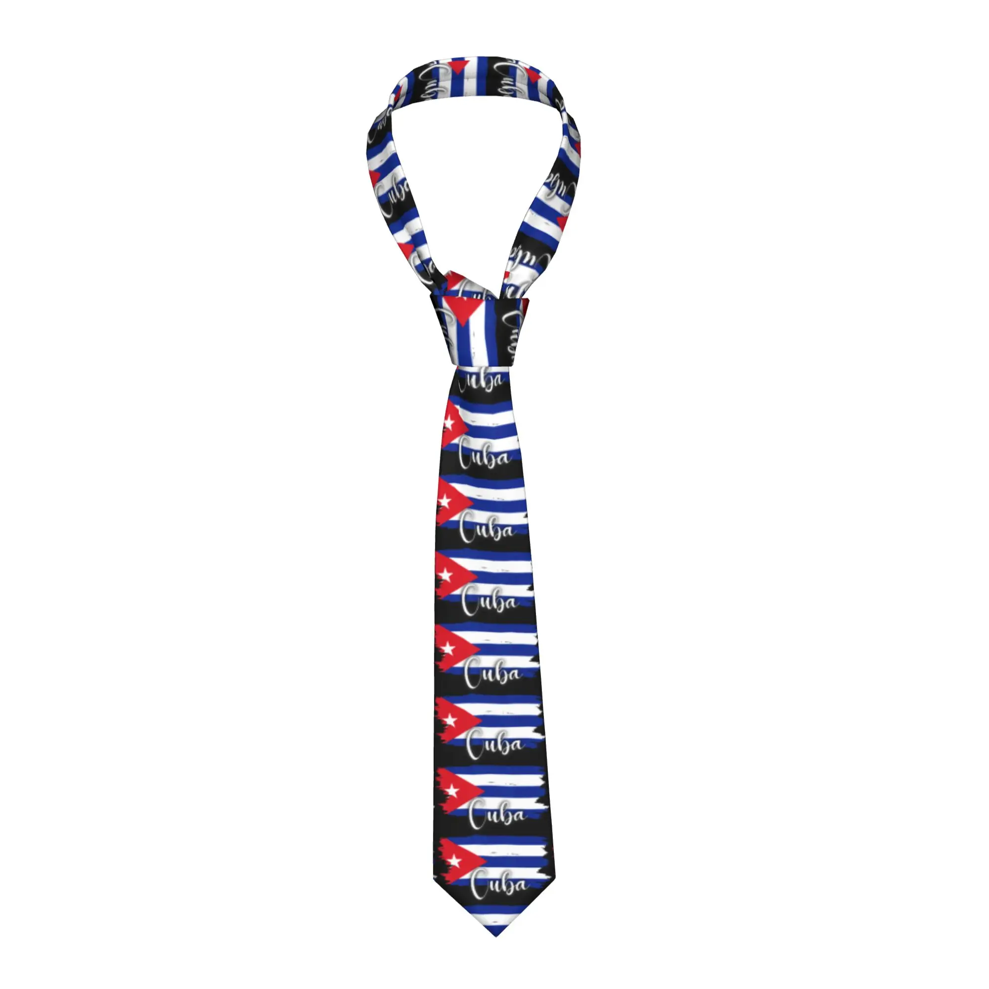 Cuba Flag Cuban Map Tie  Custom DIY Neck Ties Classic Casual Collar Tie Male Cosplay Party Necktie Accessories