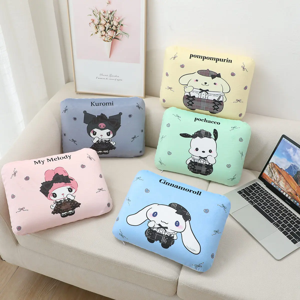 Sanrio Kuromi Cinnamoroll Plush Pillow Cute Cartoon Anime Pochacco My Melody Memory Cotton Cushion Comfortable Gifts For Girl