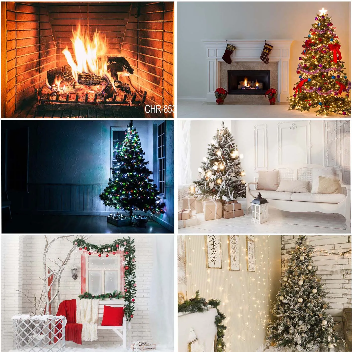 Merry Christmas Backgrounds For Party Holiday Decoration Custom Banner Studio Fireplace Xmas Trees Living Room Backdrops Props