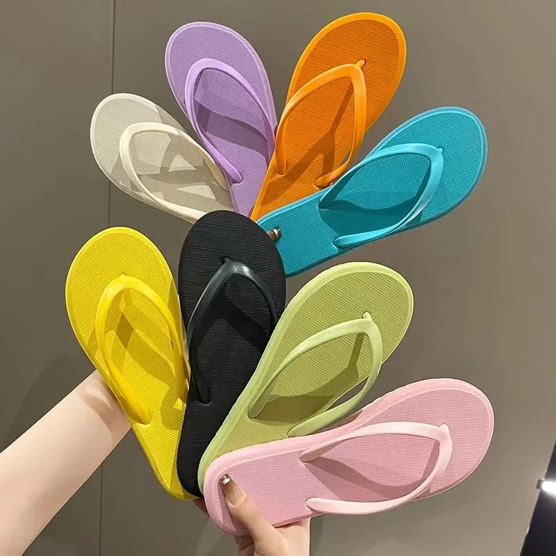 

Solid Color Non-slip Leisure Couple Slippers Women Summer Beach Slippers Outdoor Women Flip Flops Breathable Beach sandals women
