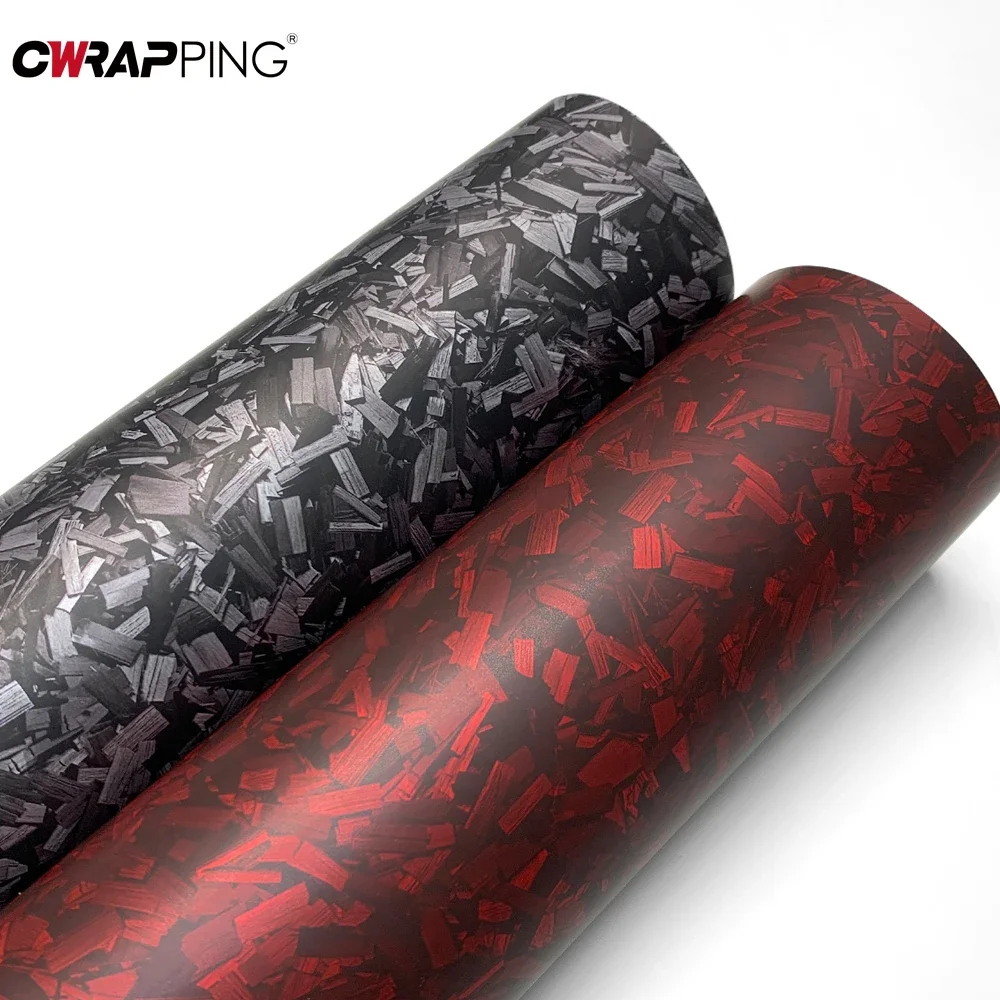 Películas de vinilo de fibra de carbono forjadas de color rojo mate, calcomanía de estilo para motocicleta y coche, calcomanías DIY, películas de papel de aluminio para envolver