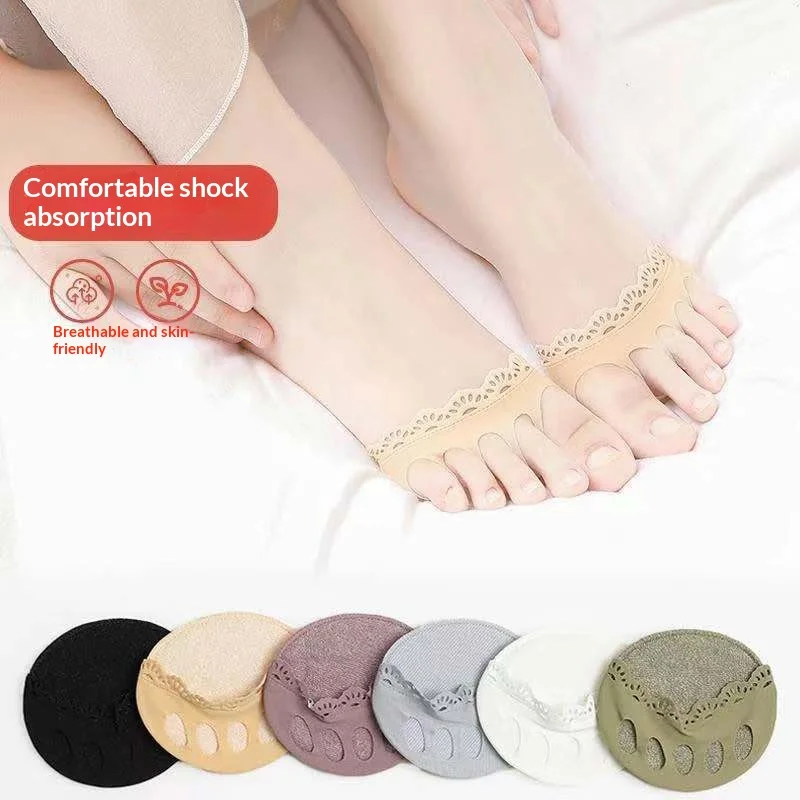 1Pair Ice Silk Forefoot Half Insoles Women High Heels Invisible Socks Pads Summer Thin Breathable Foot Pain Relief