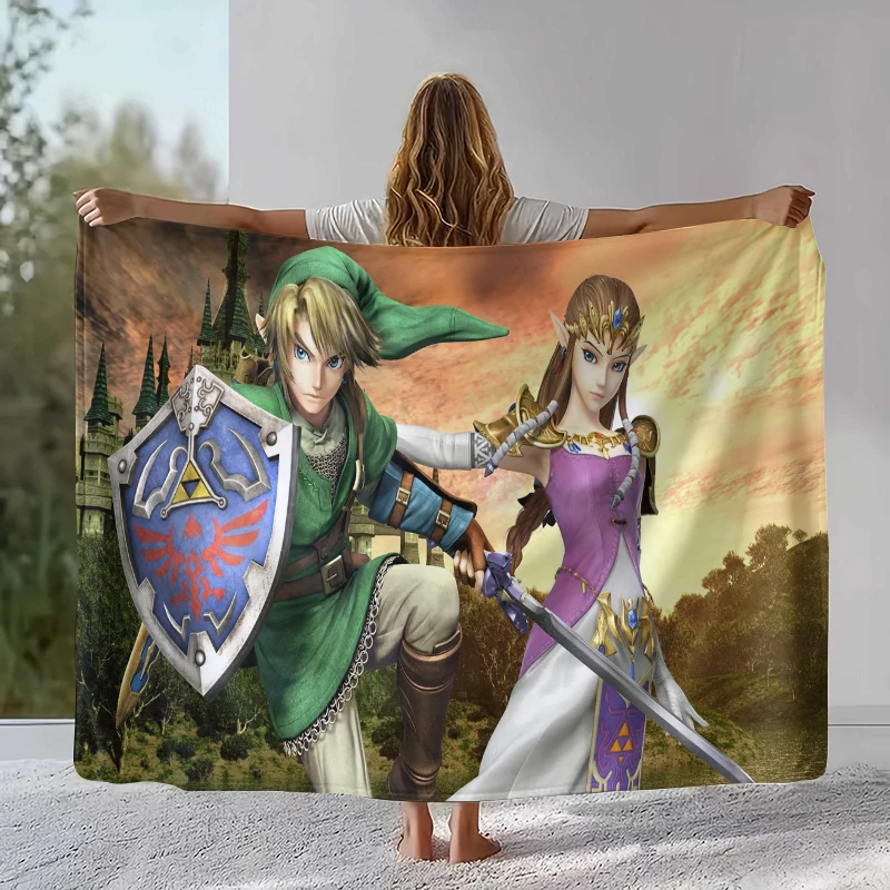 Retro Z-Zelda Cartoon Link Games Flannel Blanket,Ultra Soft Warm Plush Throw for Home Bedroom Bed Sofa Cover Camping Picnic kid