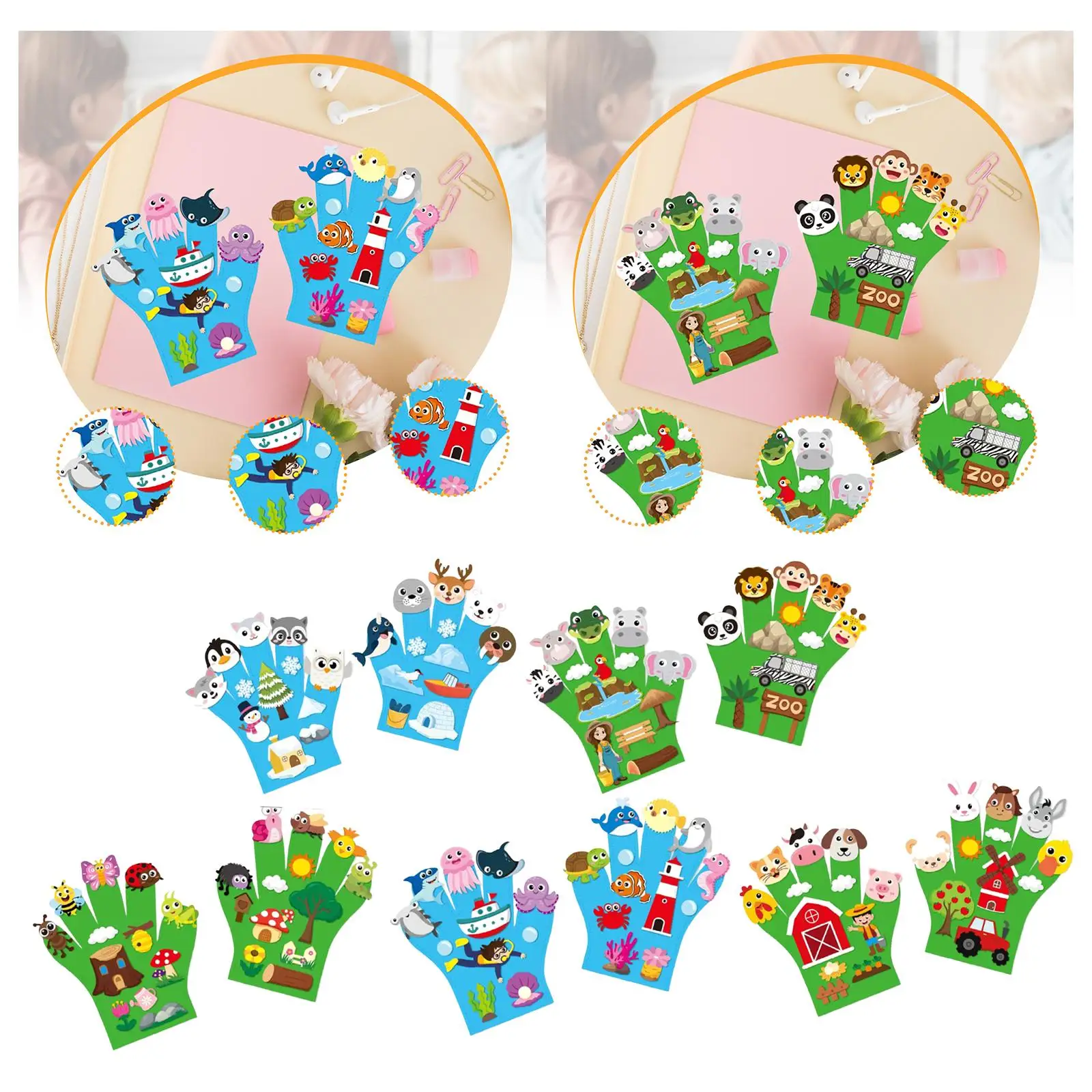 2x Tiere Filz Geschichte Fingerpuppen Tiere Fingerpuppe Spielzeug Interaktiv für