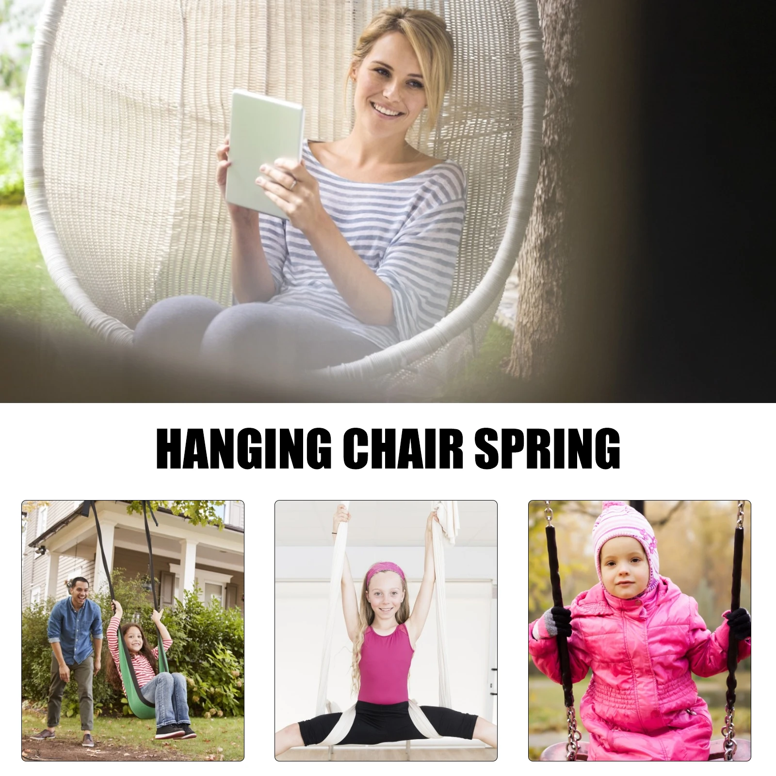 

Heavy Duty Metal Swing Spring Carbon Steel Coil for Hammock Chairs Punching Bags Plants Low Noise Vibration Resistant