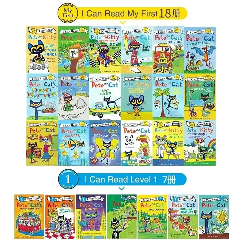 27 Books/set The Most Complete 27 Volumes, The Pete Cat Book English Picture Book, Pete The Cat I Can Read Free Audio