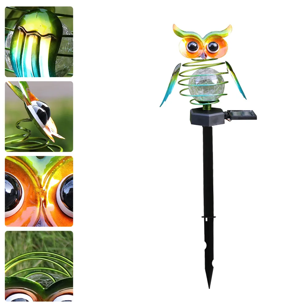 

Owl Modeling Lawn Light Solar Powered PP Iron Glass Creative Design Outdoor Decor Driveway Terrace