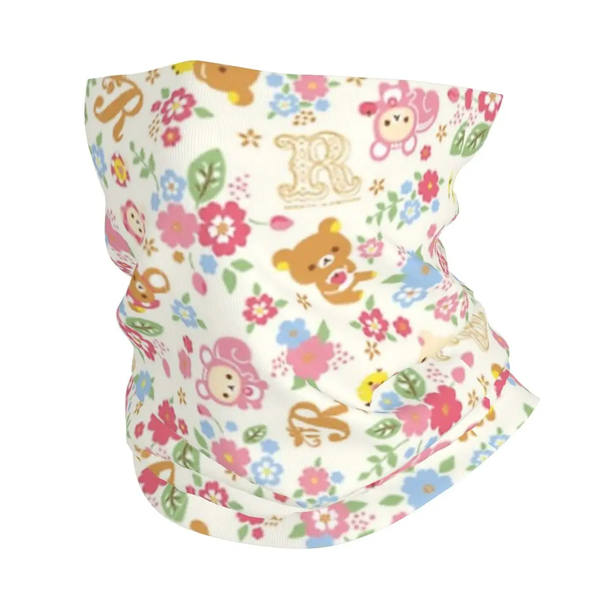 Cute Rilakkuma Flower Pattern Bandana Neck Gaiter Printed Mask Scarf Multi-use Balaclava Cycling For Men Women Adult Windproof