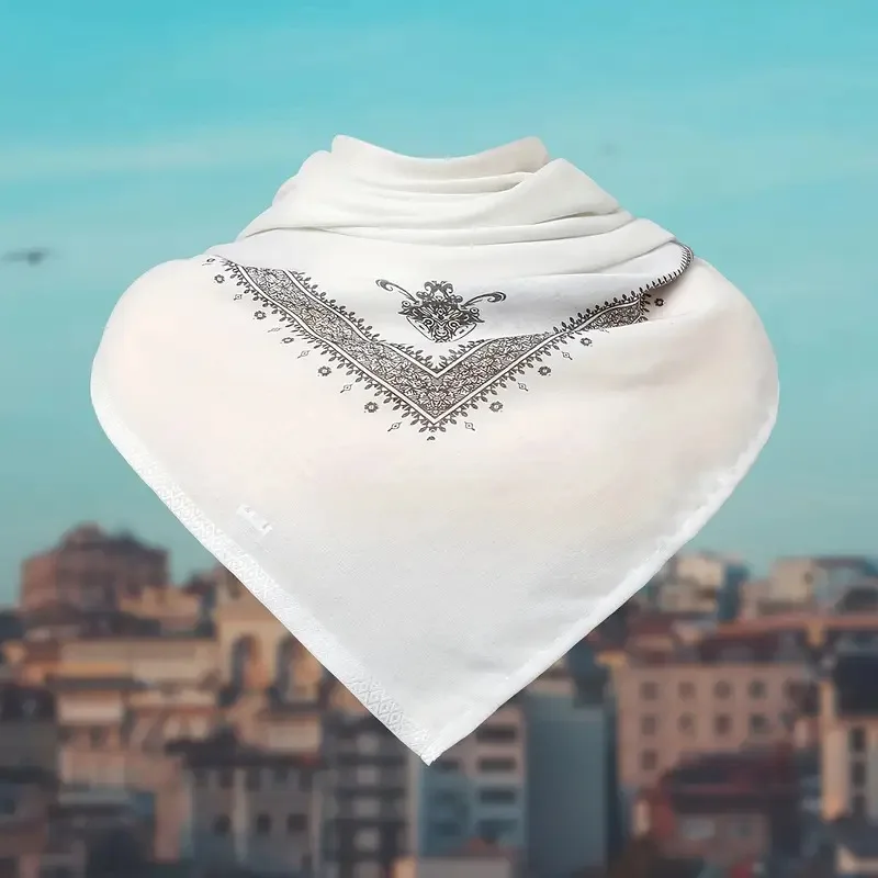 The month of Ramadan for Muslim men Arabian Print Square Scarf with Floral Design Windproof Headscarf Square Scarf