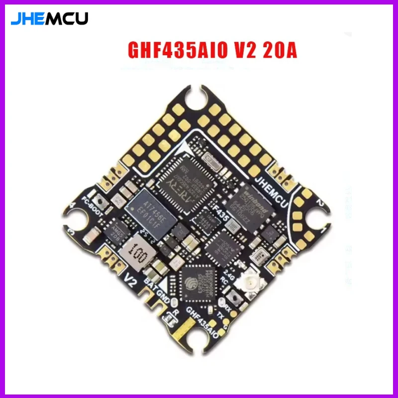 Nuovo JHEMCU GHF435AIO V2 20A Controllore di volo 2-4S con OSD Baro Blackbox Ricevitore ELRS 2.4G integrato per RC FPV Freestyle Drone