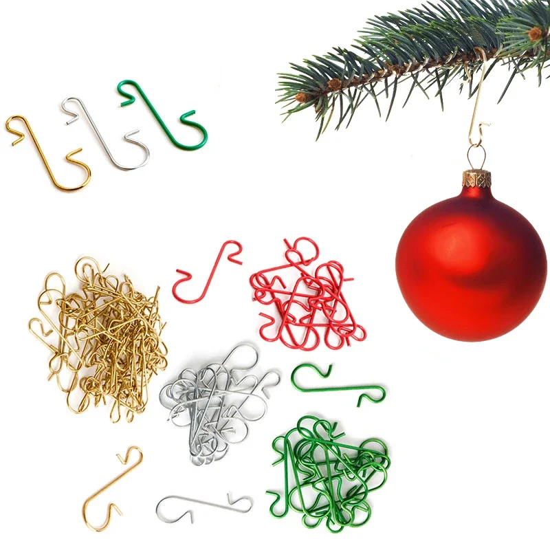 50 Pcs Christmas Ornament Metal S-Shaped Hooks Holders Christmas Tree Ball Pendant Hanging Home Decoration Navidad New Year 2022