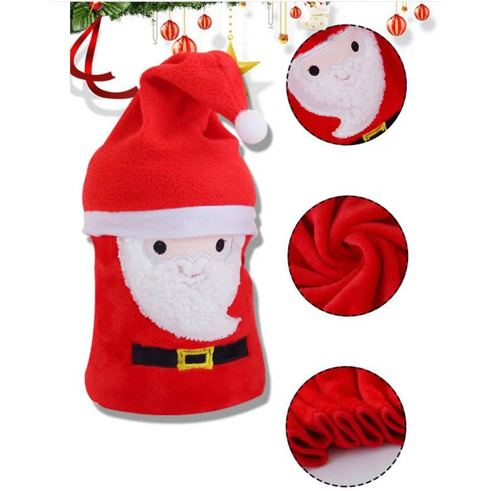 

Creative Christmas Santa Claus Hat and Flannel Blanket Set Super s Pet Hat Blanket Bed Couch Cover Blanket - 80x