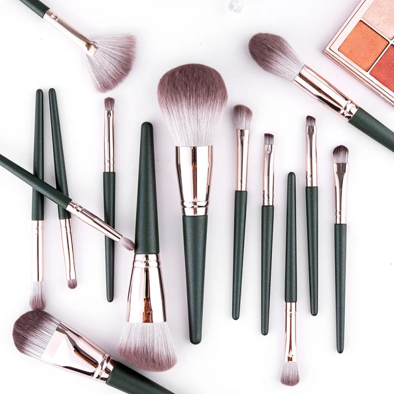 New14Green Cloud Makeup Brush Set Cangzhou Li Student First Encounter Soft Loose Powder Eye Brush أدوات التجميل