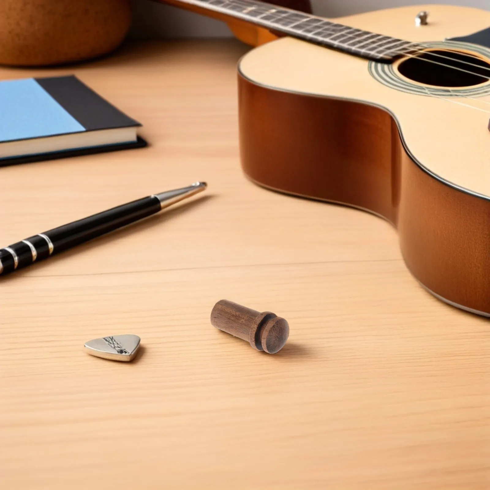 Guitar Strap Buttons 2 Pieces Ebony Wood End Pins Strap Locks for Acoustic Electric Guitar Bass Ukulele