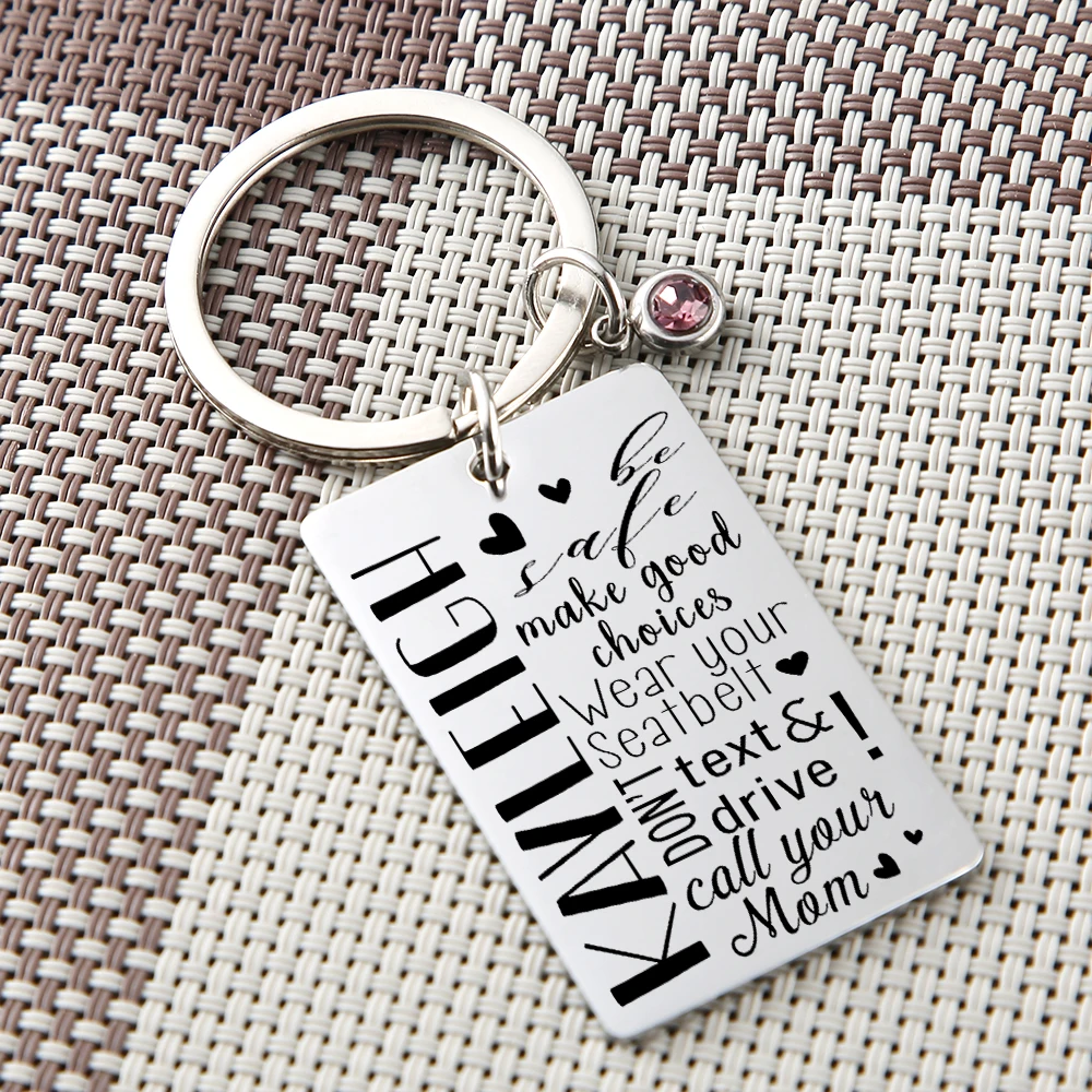 

Personalized Sweet 16 Birthday Gift for Teenager Birthstone Gift Girl Key Chain New Driver Key Chain Custom Engrave Name