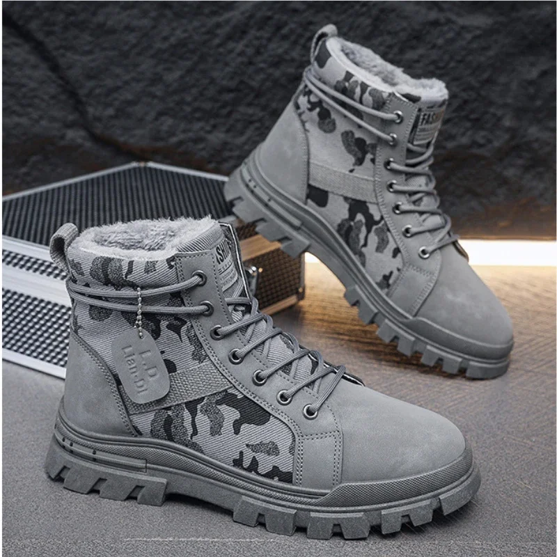 New Top Quality Canvas Men Boots 2024  Lace Up Canvas Shoes Male Ankle Botas Cowboy Motorcycle Boots  Desert Boots Men's