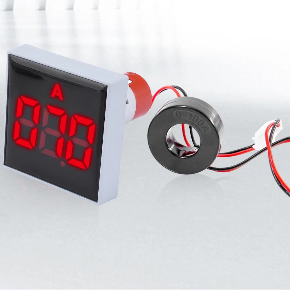 Display digitale a LED quadrato da 50MM amperometro 0-100A Tester di corrente voltmetro mpere misuratore di tensione di corrente indicatore luminoso a LED
