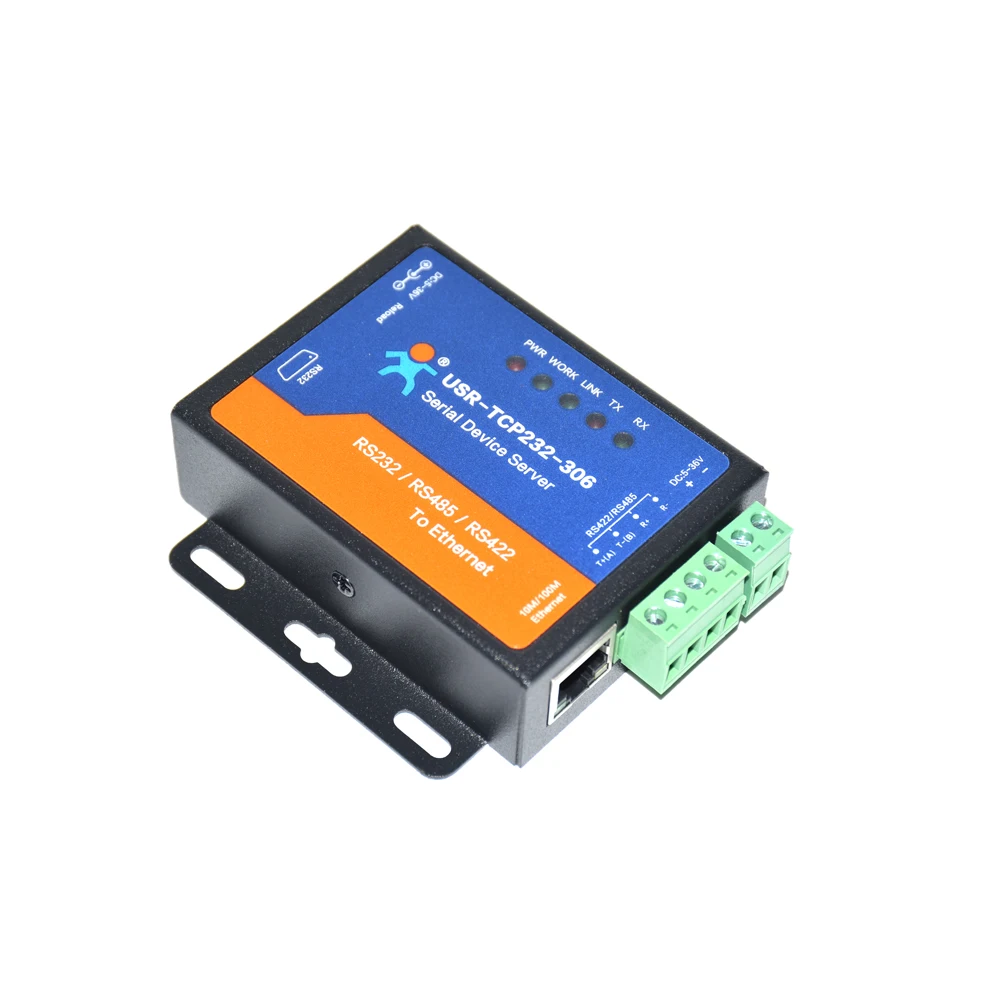 USR-TCP232-306 Low cost RS232 RS485 RS422 serial to network ethernet converter with web page function building automation