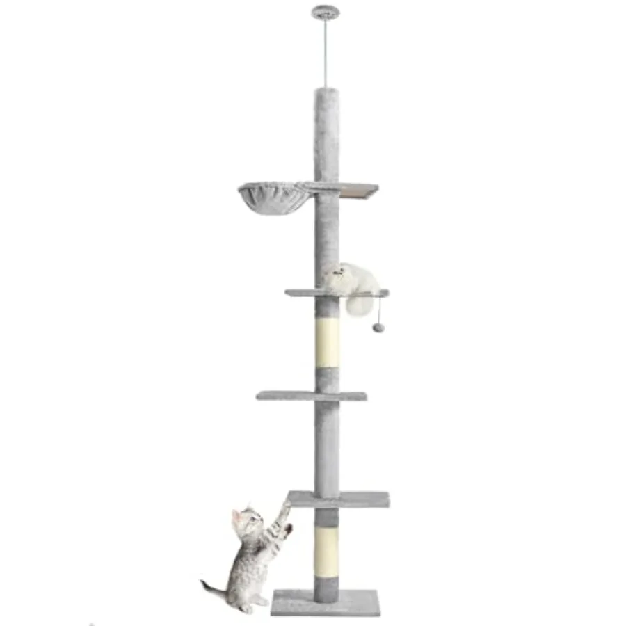 

Высокая кошачья лежанка-когтеточка от пола до потолка, 5 уровней, с регулируемой высотой 98-110 см, узкая, с уютным гамаком и сизалем