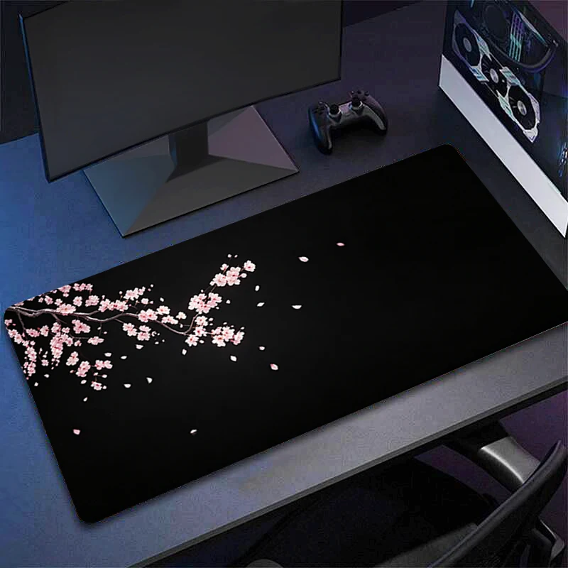 Large Mouse Pad peach blossom Carpet Laptop Pc Gamer Keyboard Mat XXL durable Mousepad Edge White Tassel Rubber Table Mat
