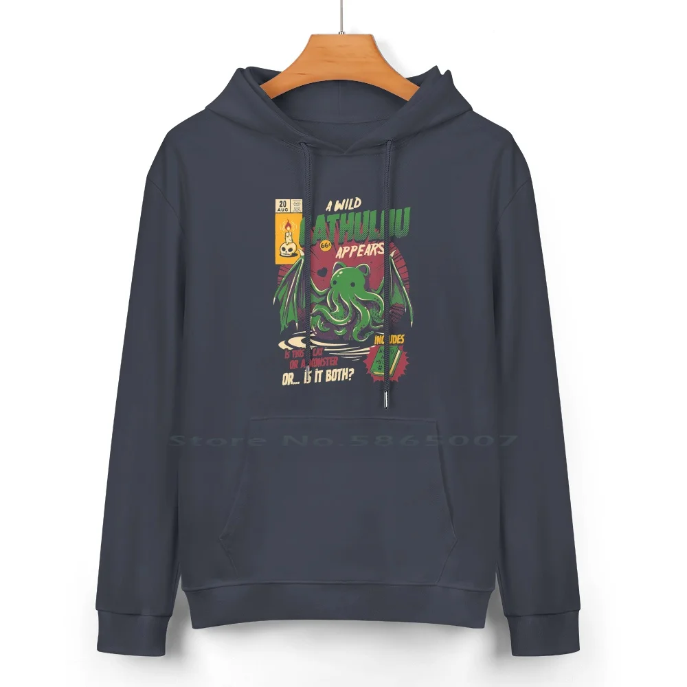 Cathulhu Pure Cotton Hoodie Sweater 24 Colors Horror Comics Hp Old Funny Cat Cthulhu 100% Cotton Hooded Sweatshirt For Women