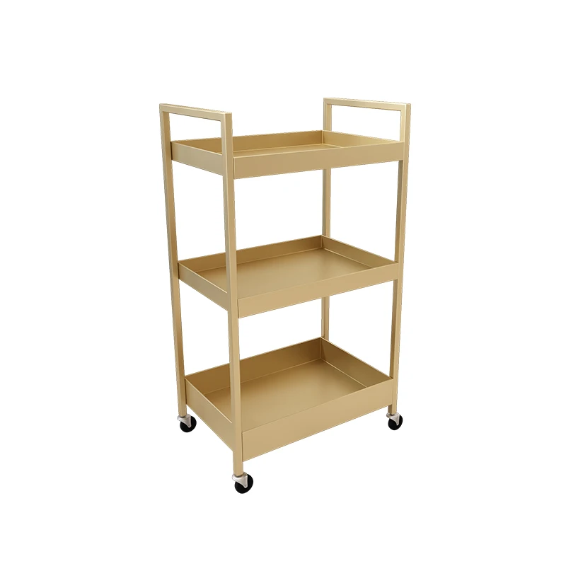Modern Metal Mobile Cart for Beauty Salon Nail Art Barber Shop Tool Cart Medical Instruments  Care Storage Rack 4-Wheel