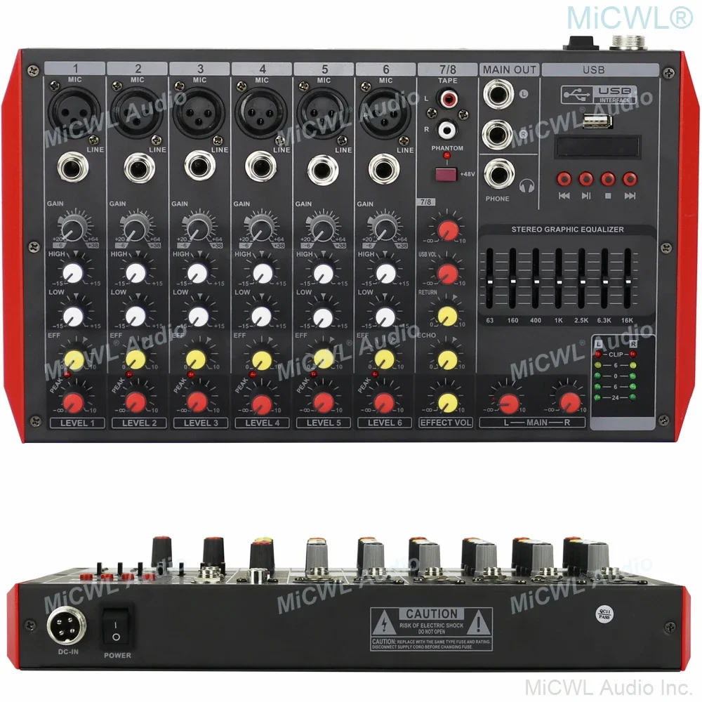 Cute MG8 8 Channel Bluetooth Mixer Sound Mixing Console DJ Live Stage Karaoke Audio desk 7-Band EQualizer