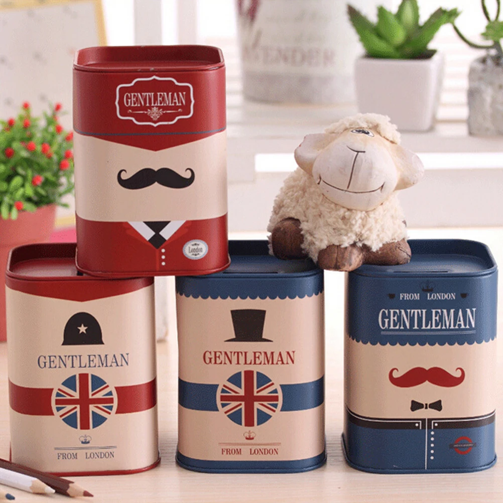 

Stylish Tinplate Piggy Bank Red Flag Pattern Storage Box Lightweight Anti Rust Scratch Resistant Gift For Kids Teens