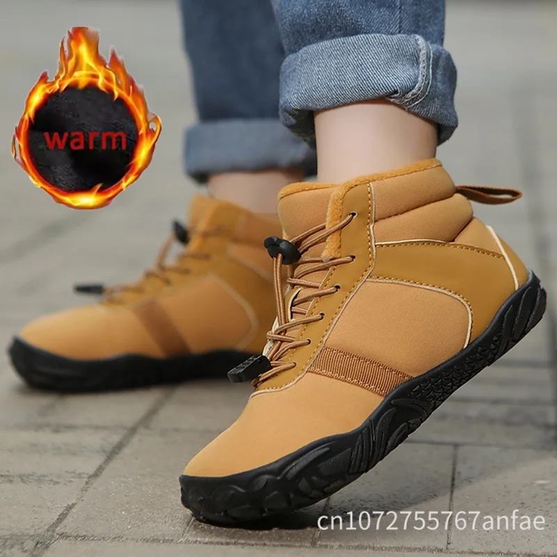 الأطفال الشتاء الثلوج الأحذية الدافئة أفخم حذاء من الجلد مقاوم للماء في الهواء الطلق أحذية رياضية المشي لمسافات طويلة النمل زلة صبي الفتيات أحذية قطنية