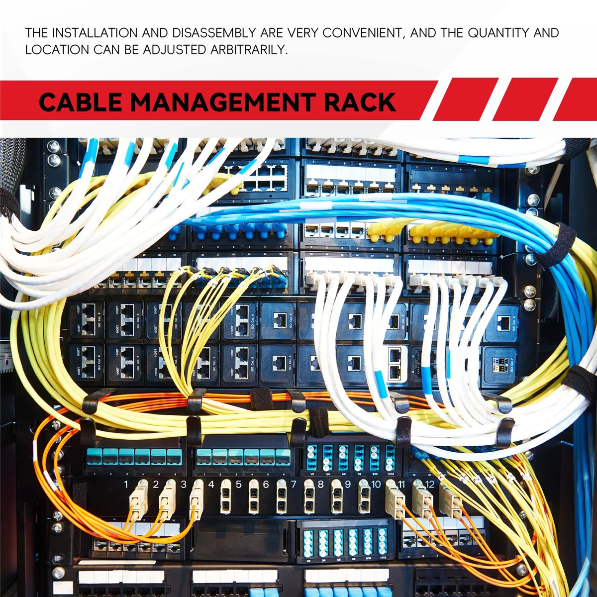 19 Inch 1U Rack Cabinets Cable Management Network Organizer Hollow Metal Base Five Ring Detachable Wire Manager Frame BH