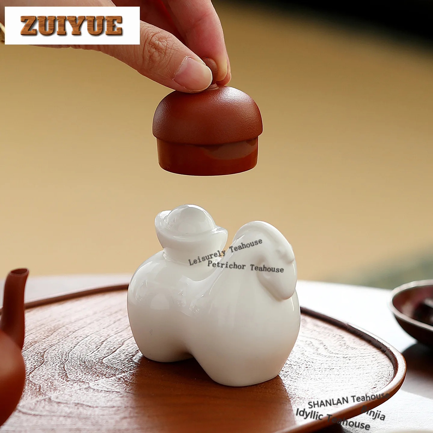 Mutton Fat Jade Horse Yuanbao Tea Pet Traditional Tea Sculpture Tea Figurine Play Toys Tea Statue Ornaments Workmanship Craft