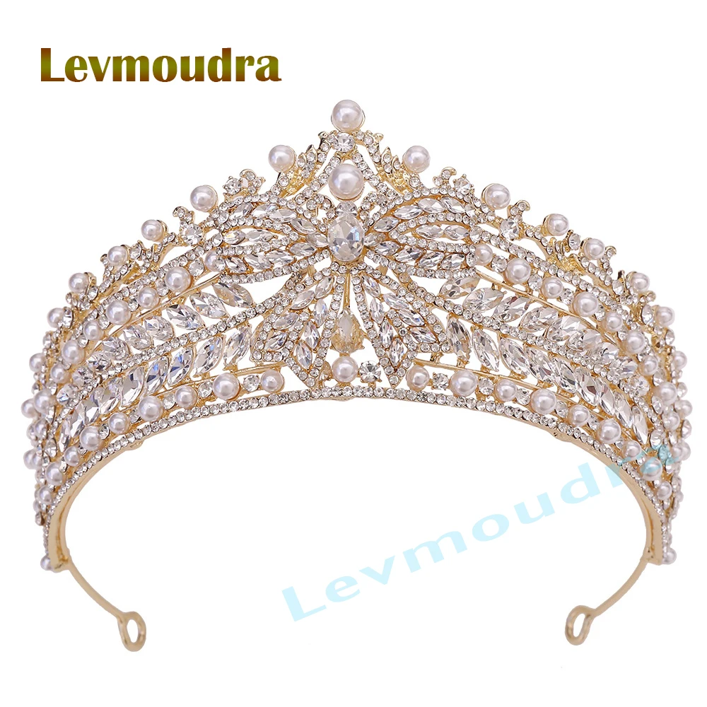 

Levmoudra Birthday Crown for Women Crystal Princess Birthdays Tiaras Rhinestone Queen Headband Wedding Bridal Hair Accessories