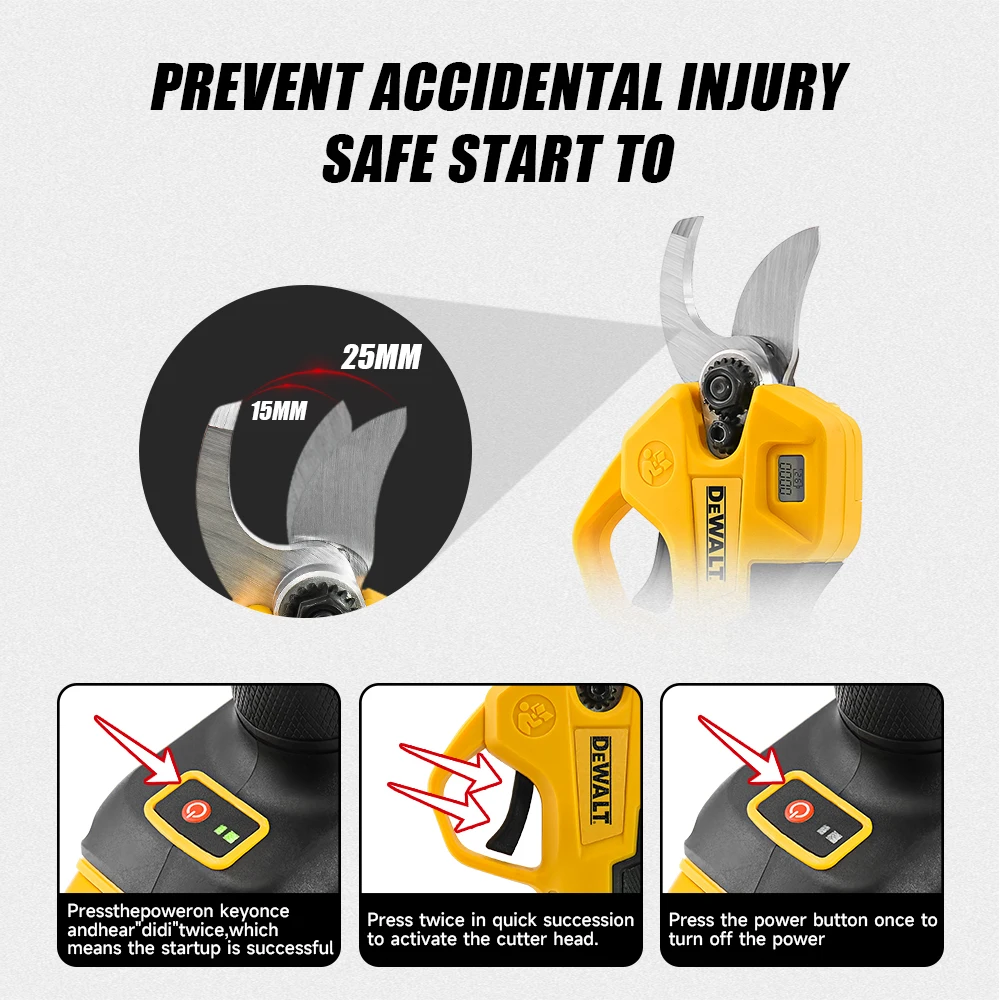 DeWalt Cordless Electric Scissors LED Screen Displays Power Tree Pot Trimmer Fruit Growers Pick Fruit Electric Scissors