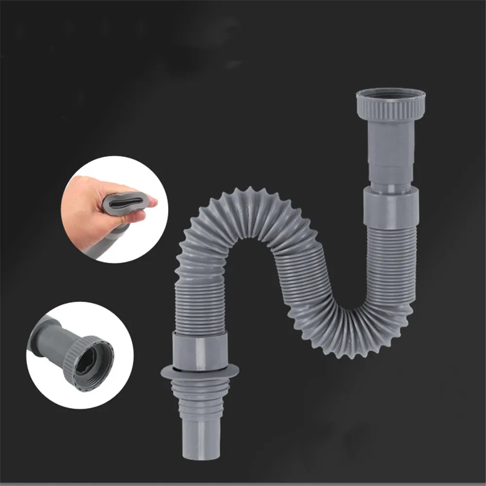 

Сливная труба для кухонной мойки, раковина для умывальника со стальной проволокой, телескопическая труба для раковины, удлинительные фитинги для сливной трубы с изгибом S-образного изгиба