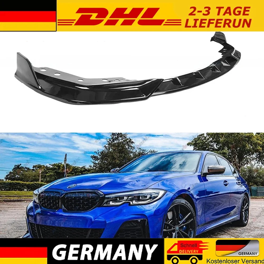 1 Set Neues Hochwertiges Auto-Frontstoßstangen-Lippenkit für 2019-2022 BMW G20 M340i 330i M Sport GT Style Glänzend Schwarz Auto-Frontlippe Autoteile