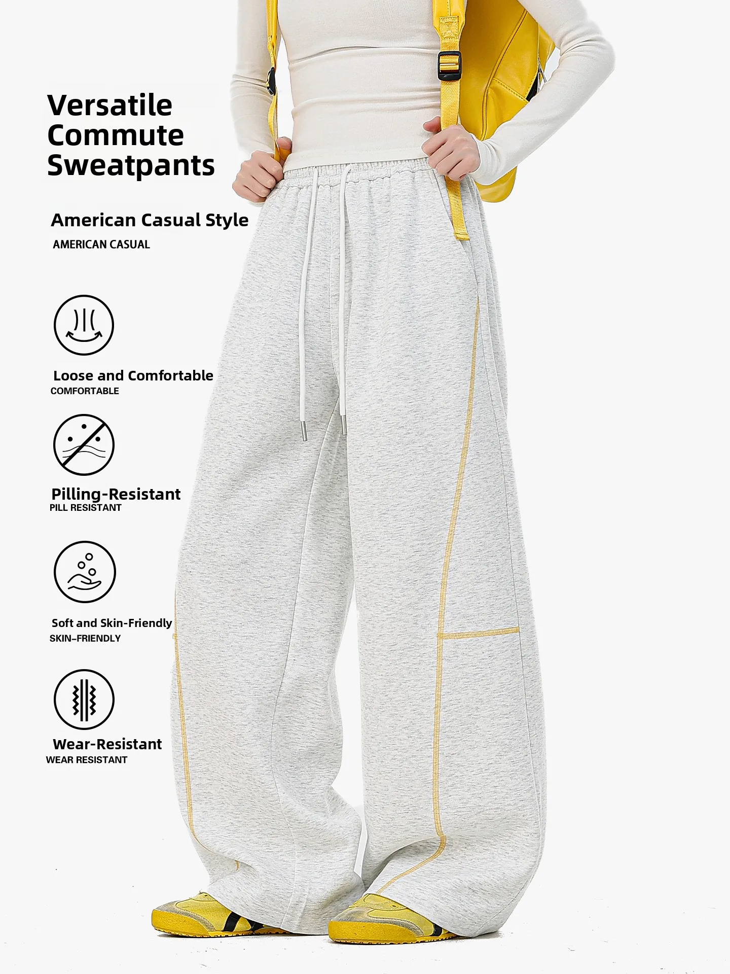 Hasselblad Line Color Block Sports Sweatpants Loose Casual Heavy Brushed Cotton Pants for Men And Women Street Style Commute