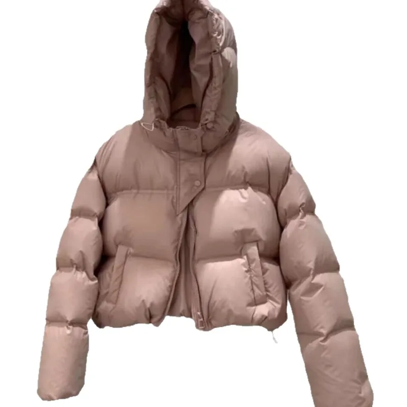 Jaqueta curta feminina com pato branco para baixo casacos quentes com capuz casaco novo coreano solto grosso outono inverno jaquetas