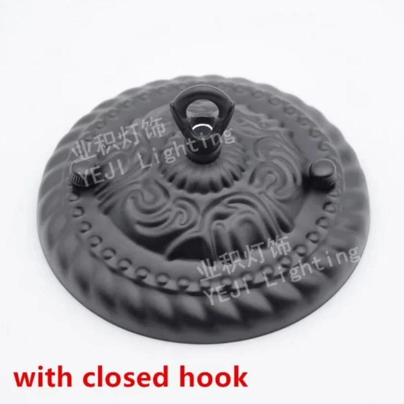 

Черная потолочная розетка для светильника с узором, потолочная пластина, открывающийся/закрывающийся крюк, большие опорные кольца, аксессуары для освещения