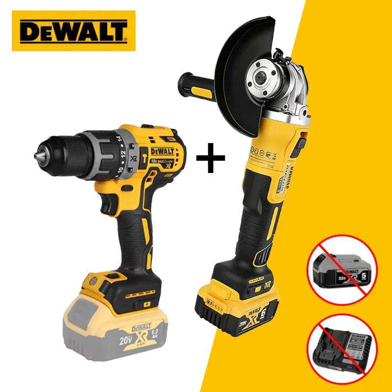 

Бесщеточная ударная дрель DEWALT 20V MAX XR и угловая шлифовальная машина M14 125 мм, комбинированный набор беспроводных электроинструментов для домашнего и профессионального использования