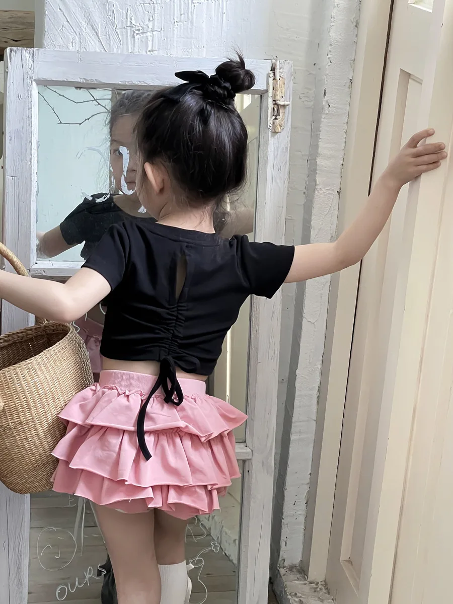 Girl Skirt Princess Girls Summer Korean Style Ballet Style Cake Short Children A-line Skirt Baby Girl Fashion Solid Half Skirt