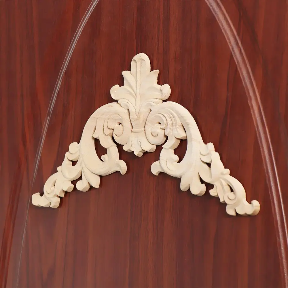 Natural Floral Unique Wall Door Decoration Wood Carved Woodcarving Decorative Corner Appliques Frame wooden Figurines Crafts