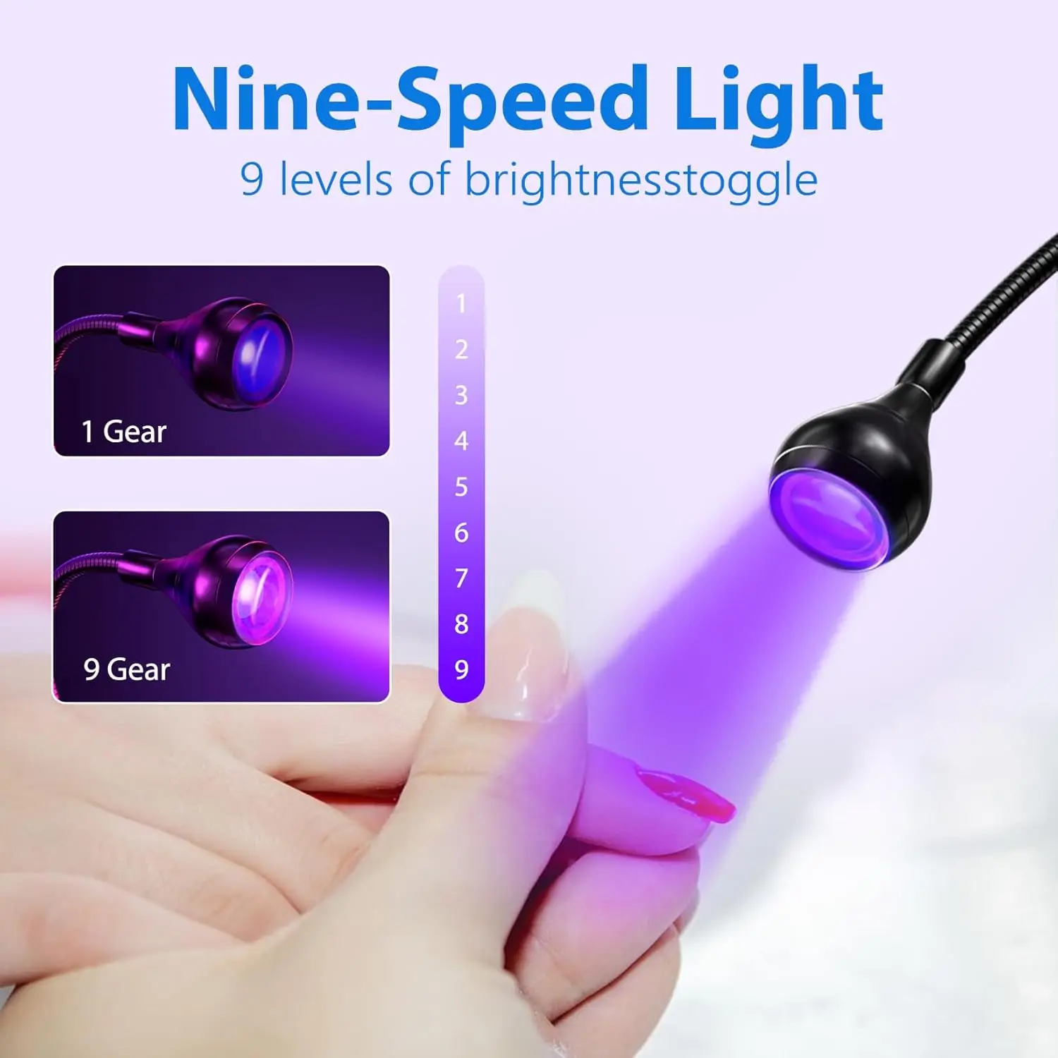 LED-nagellamp Tweekoppig UV LED-licht Sneldrogend manicure-droger Uithardingslicht met draagbare zwanenhals en klem Cure UV-licht