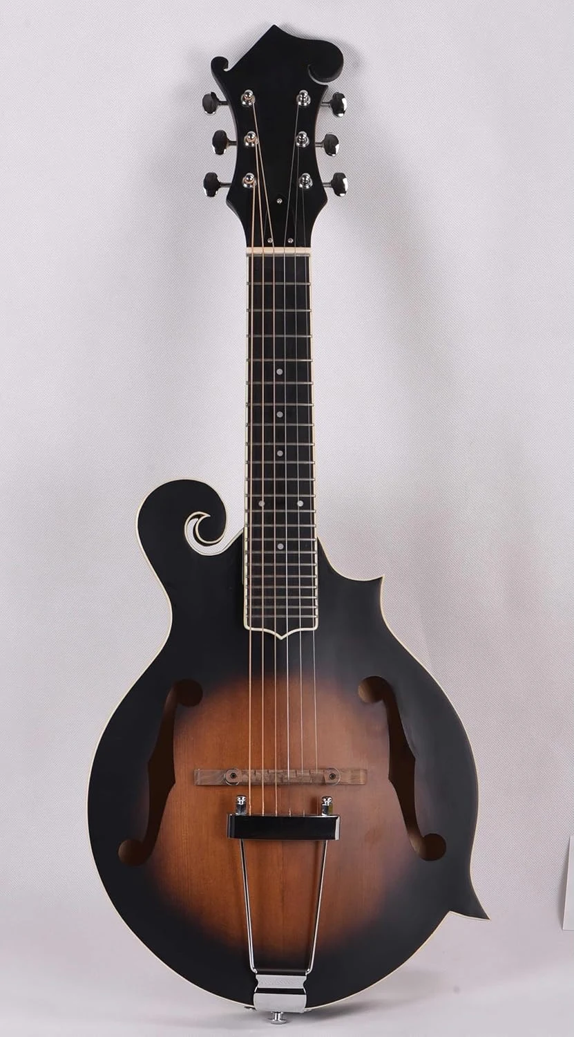 

Custom Hand Carved F style Mandolin, 6-string Mandolin, Solid Spruce Top, Flame Maple Plywood Back, Accept Mandolin Banjo OEM