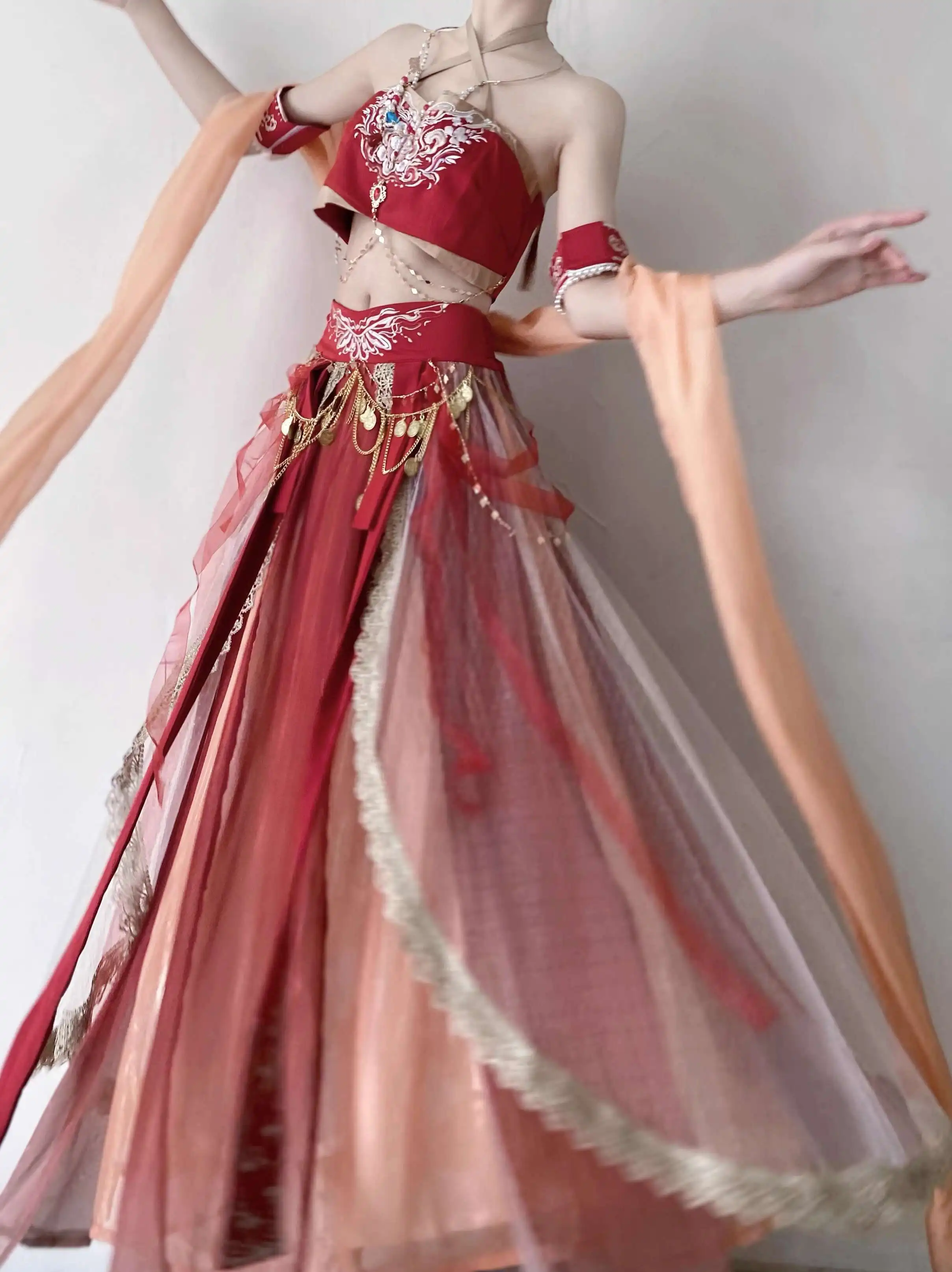 الشائعات الصحراوية Dunhuang تحلق Apsaras نمط غريب Hanfu تحسين عناصر هان الأميرة الرقص المناطق الغربية كوس تأثيري الأحمر #2